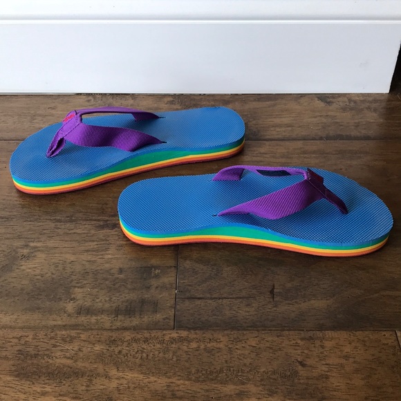 teva rainbow flip flops